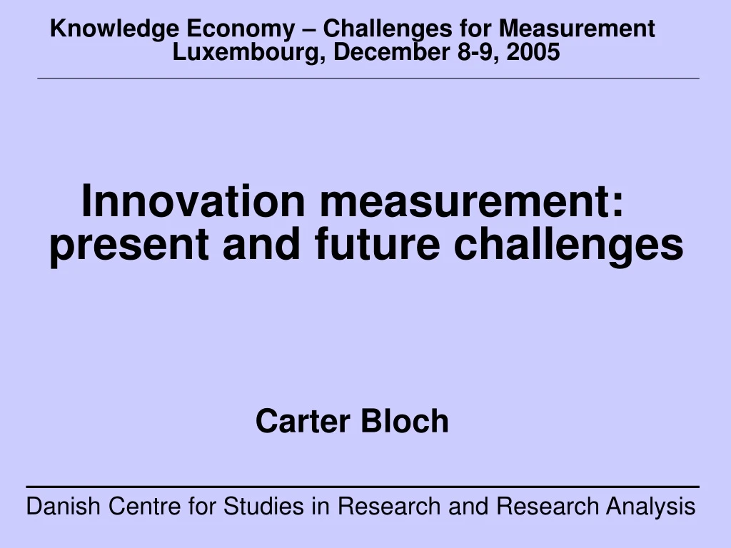 knowledge economy challenges for measurement