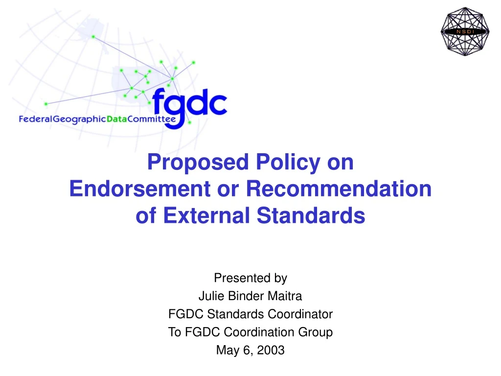 proposed policy on endorsement or recommendation of external standards