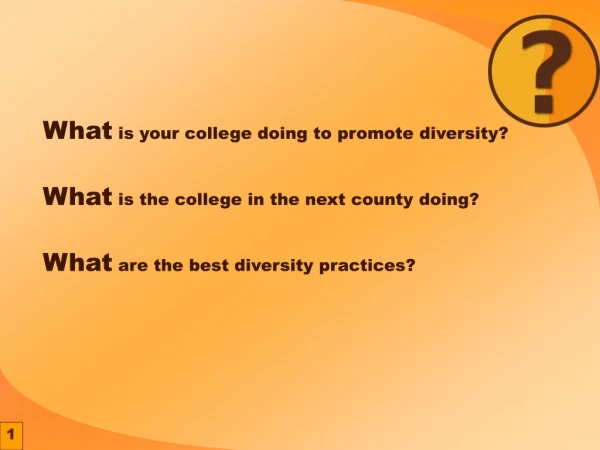 What  is your college doing to promote diversity? What  is the college in the next county doing?