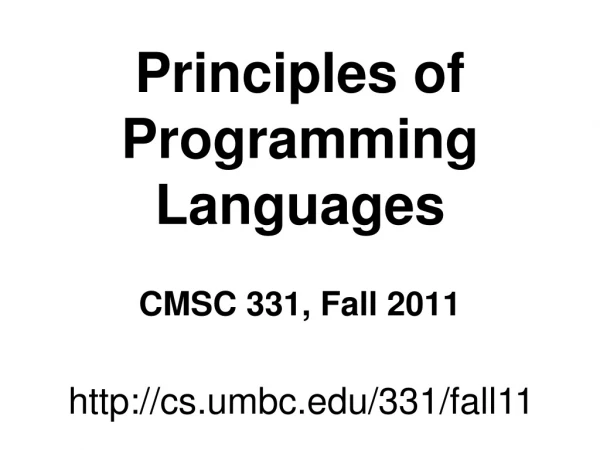 Principles of Programming Languages