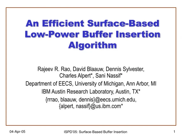 An Efficient Surface-Based  Low-Power Buffer Insertion Algorithm