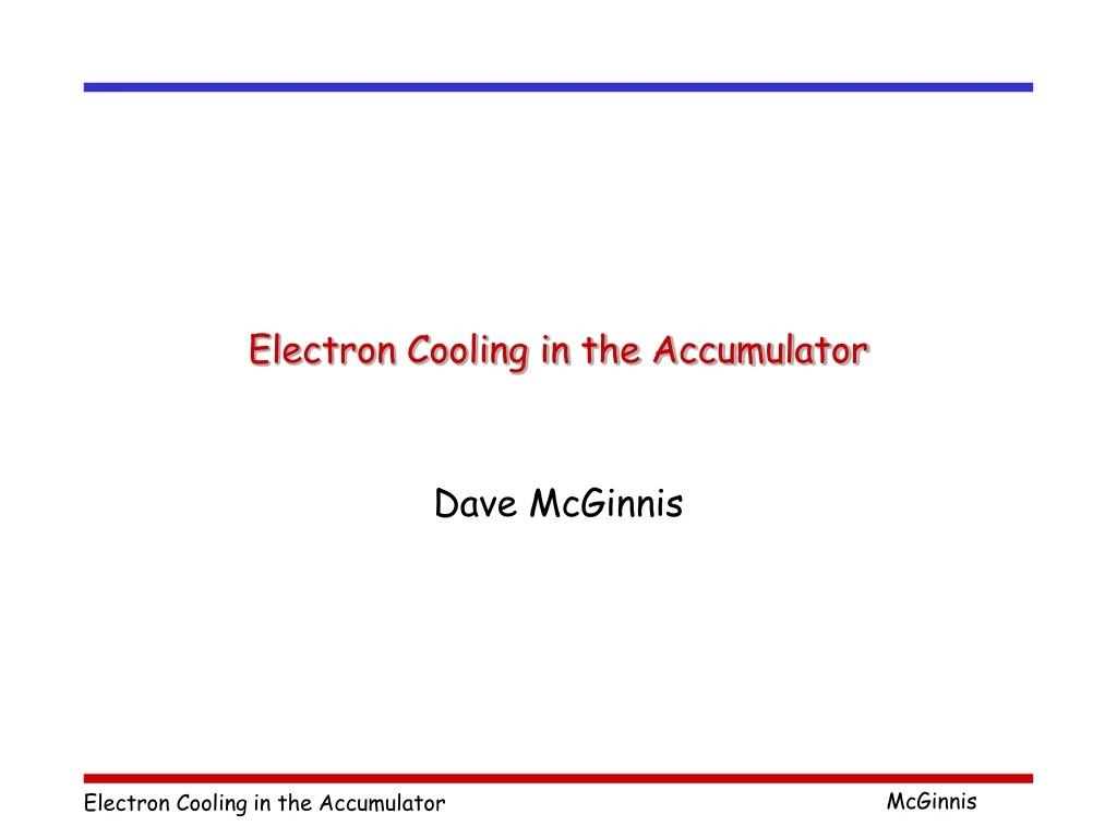 electron cooling in the accumulator