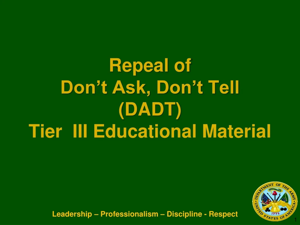 repeal of don t ask don t tell dadt tier iii educational material