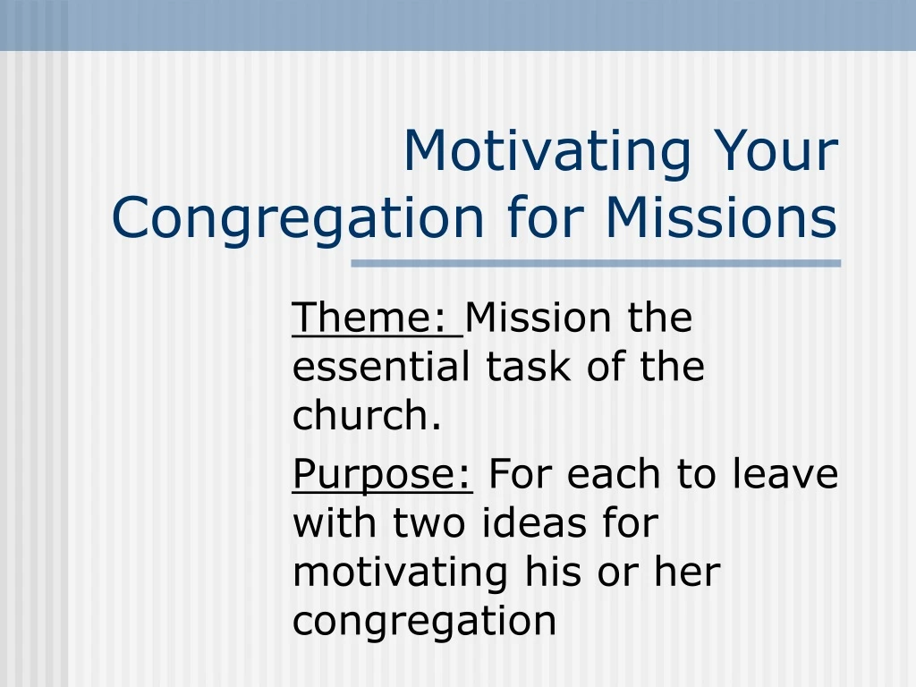 motivating your congregation for missions