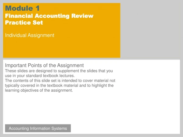 Module 1 Financial Accounting Review Practice Set Individual Assignment