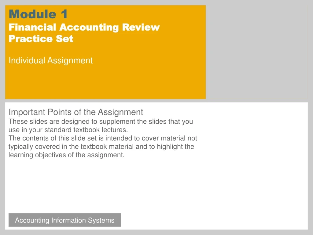 module 1 financial accounting review practice set individual assignment