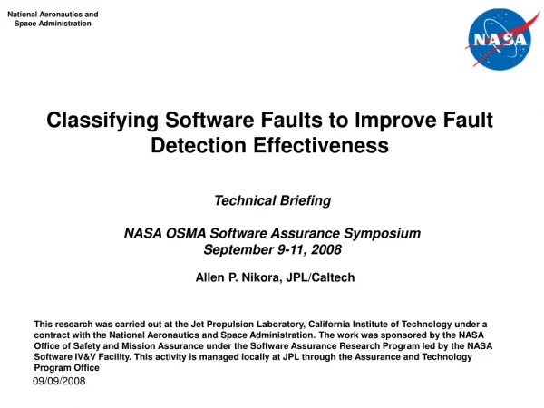Classifying Software Faults to Improve Fault Detection Effectiveness