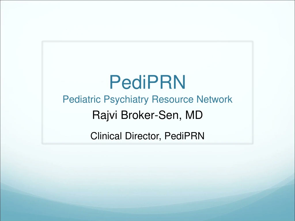 pediprn pediatric psychiatry resource network