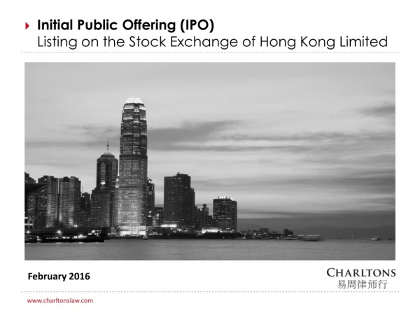 Initial Public Offering (IPO) Listing on the Stock Exchange of Hong Kong Limited