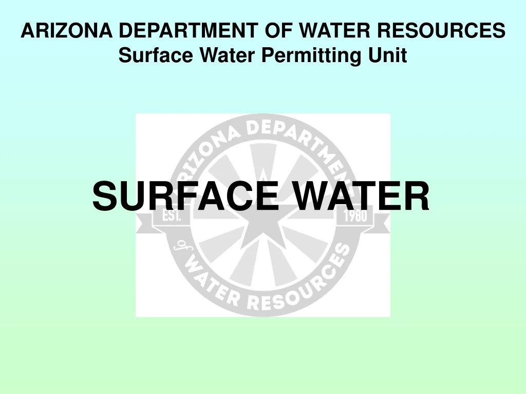 arizona department of water resources surface water permitting unit