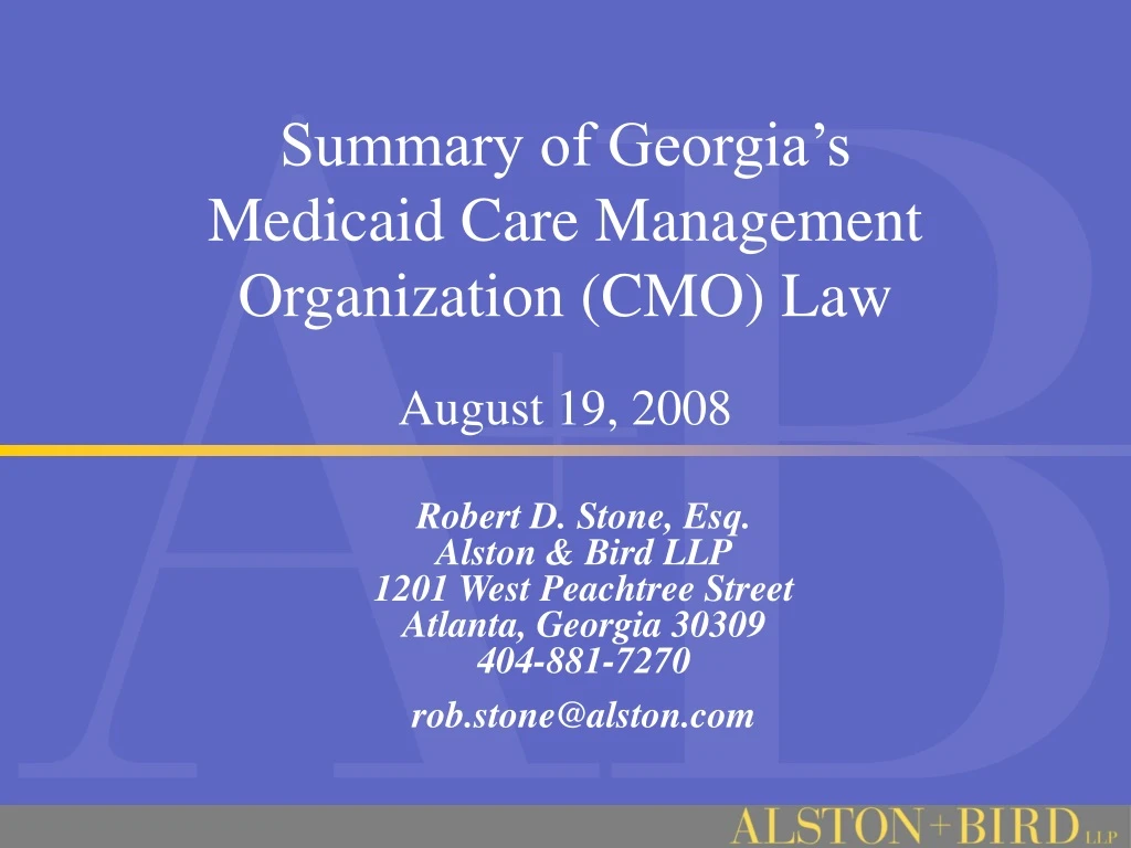 summary of georgia s medicaid care management organization cmo law august 19 2008