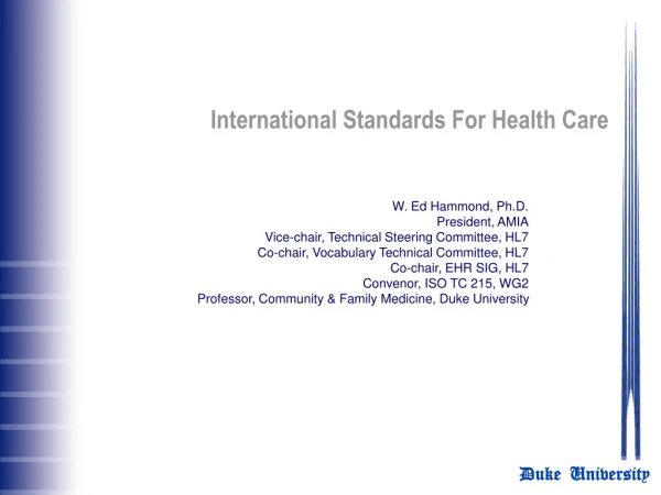 International Standards For Health Care