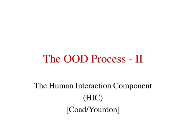 The OOD Process - II