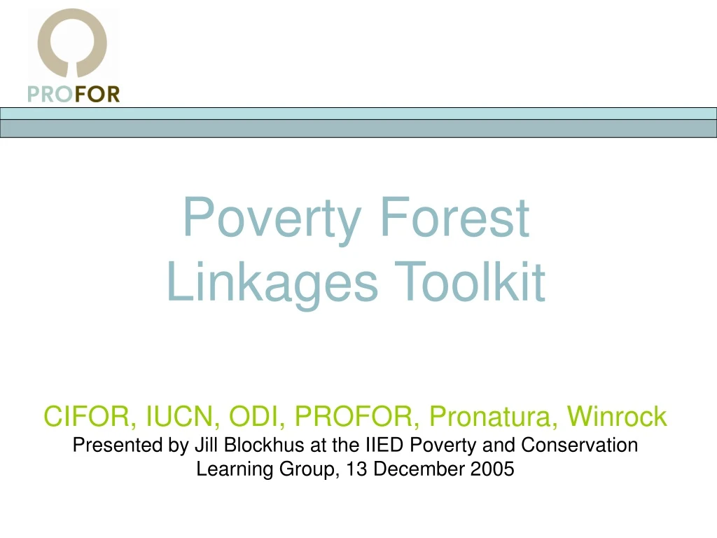 poverty forest linkages toolkit c ifor iucn