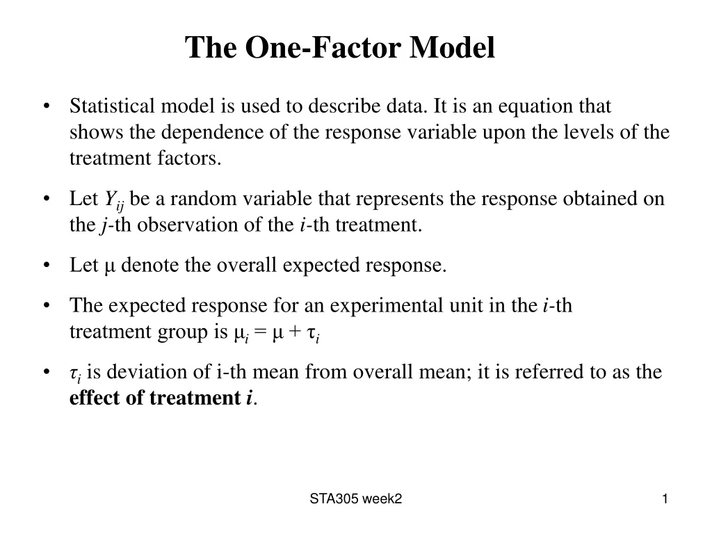 the one factor model