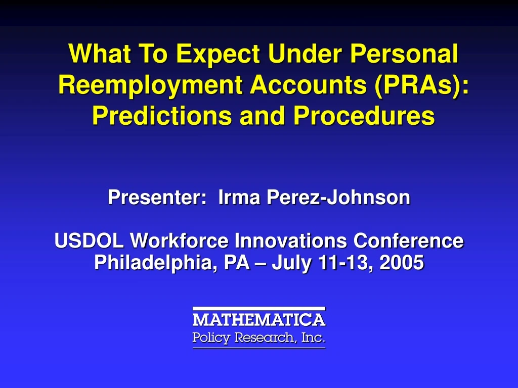 what to expect under personal reemployment accounts pras predictions and procedures