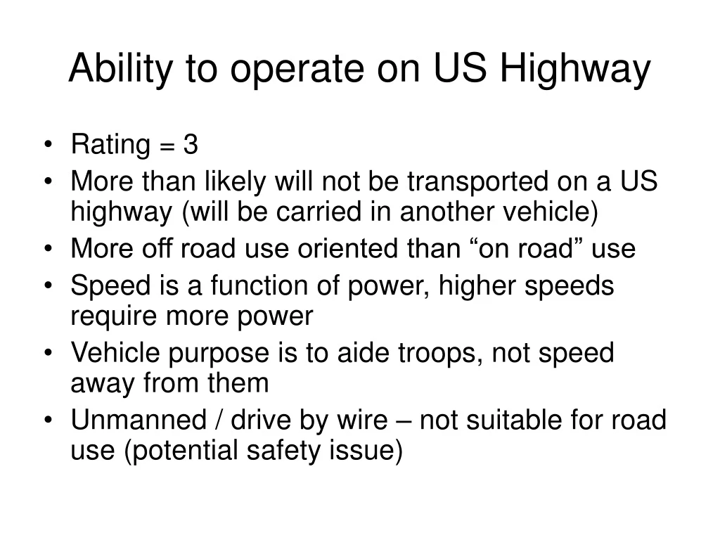 ability to operate on us highway