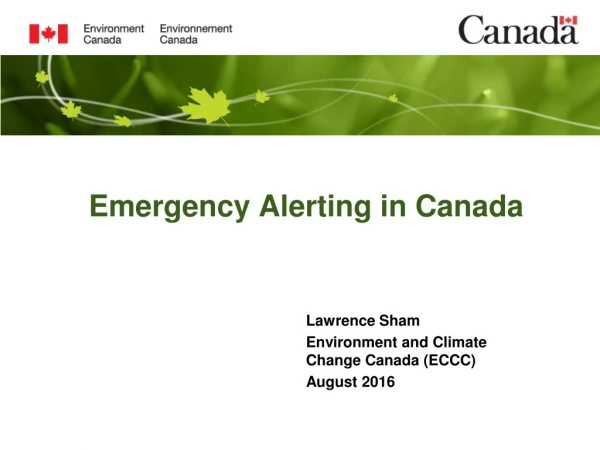 Emergency Alerting in Canada