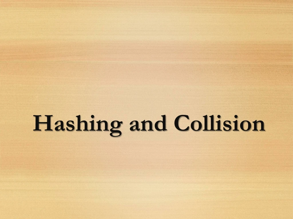 hashing and collision