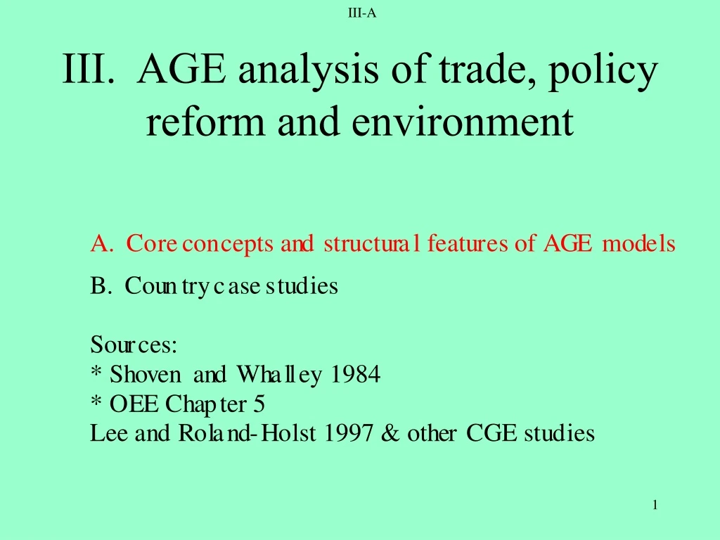 iii age analysis of trade policy reform and environment