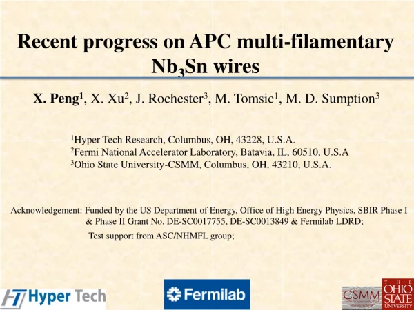 X. Peng 1 , X. Xu 2 , J. Rochester 3 , M. Tomsic 1 , M. D. Sumption 3