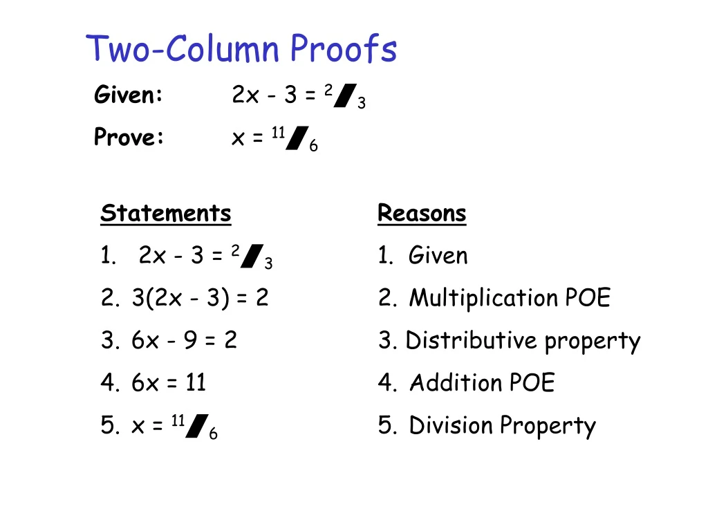 two column proofs