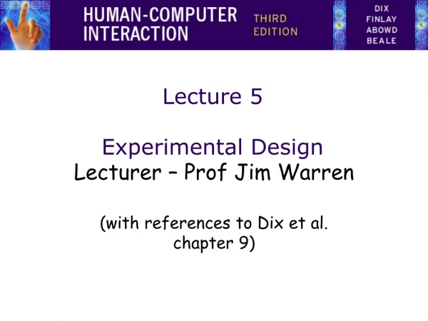 Lecture 5 Experimental Design