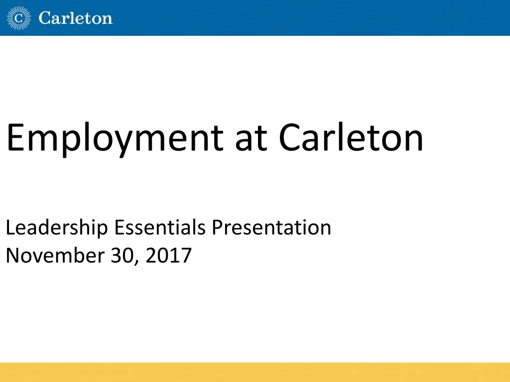 employment at carleton leadership essentials presentation november 30 2017