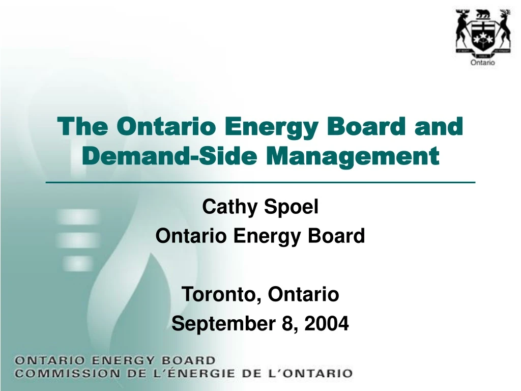 the ontario energy board and demand side management