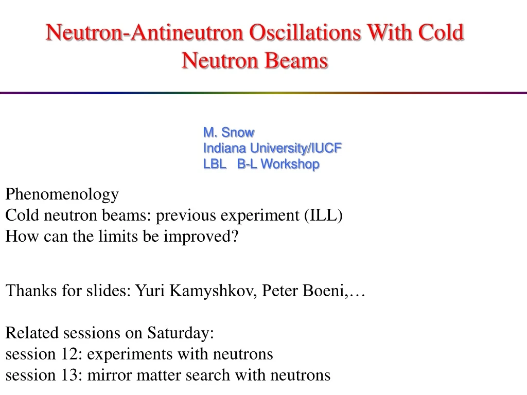 neutron antineutron oscillations with cold