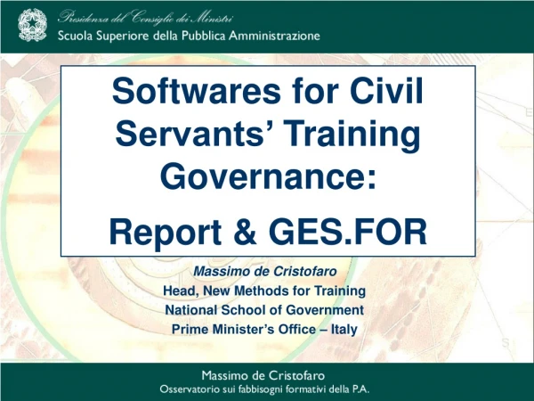 Massimo de Cristofaro Head, New Methods for Training  National School of Government