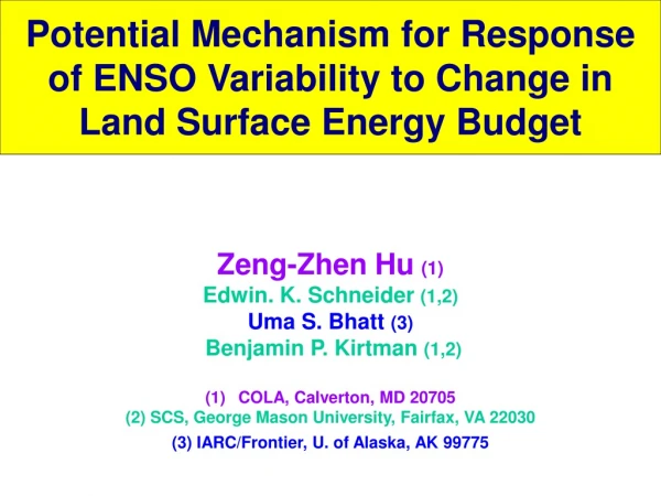 Potential Mechanism for Response of ENSO Variability to Change in Land Surface Energy Budget