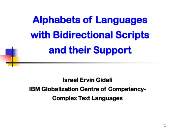 Alphabets of Languages with Bidirectional Scripts and their Support