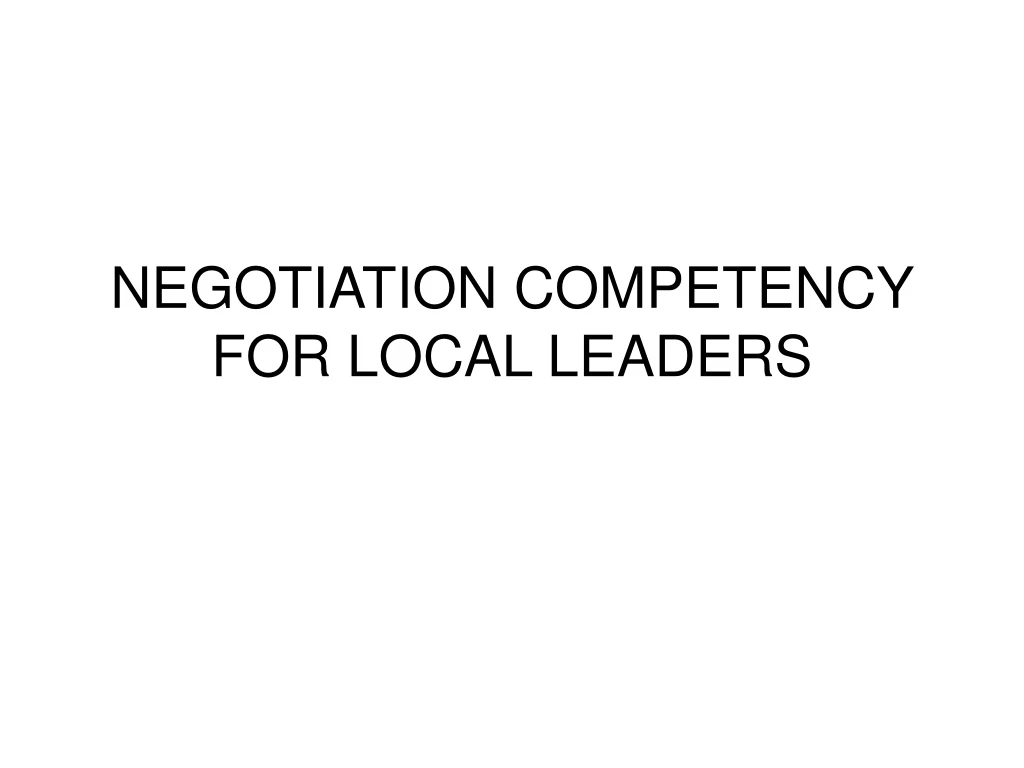 negotiation competency for local leaders