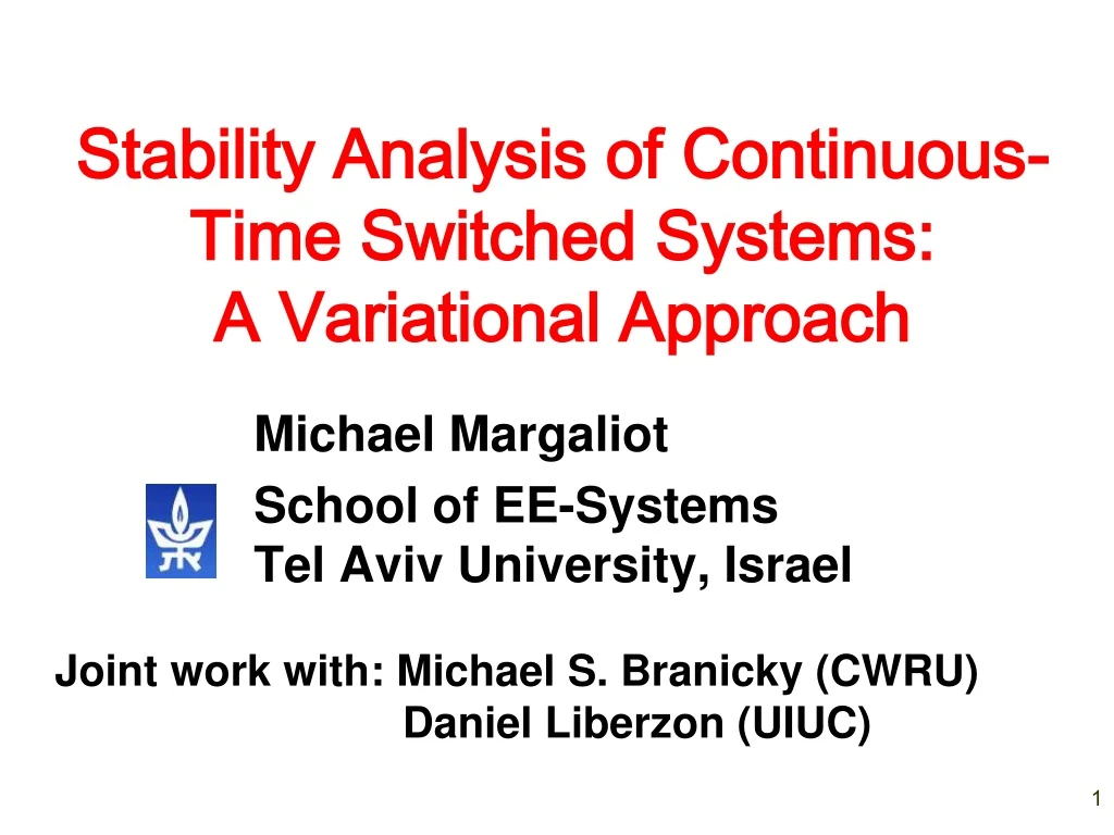 stability analysis of continuous time switched systems a variational approach