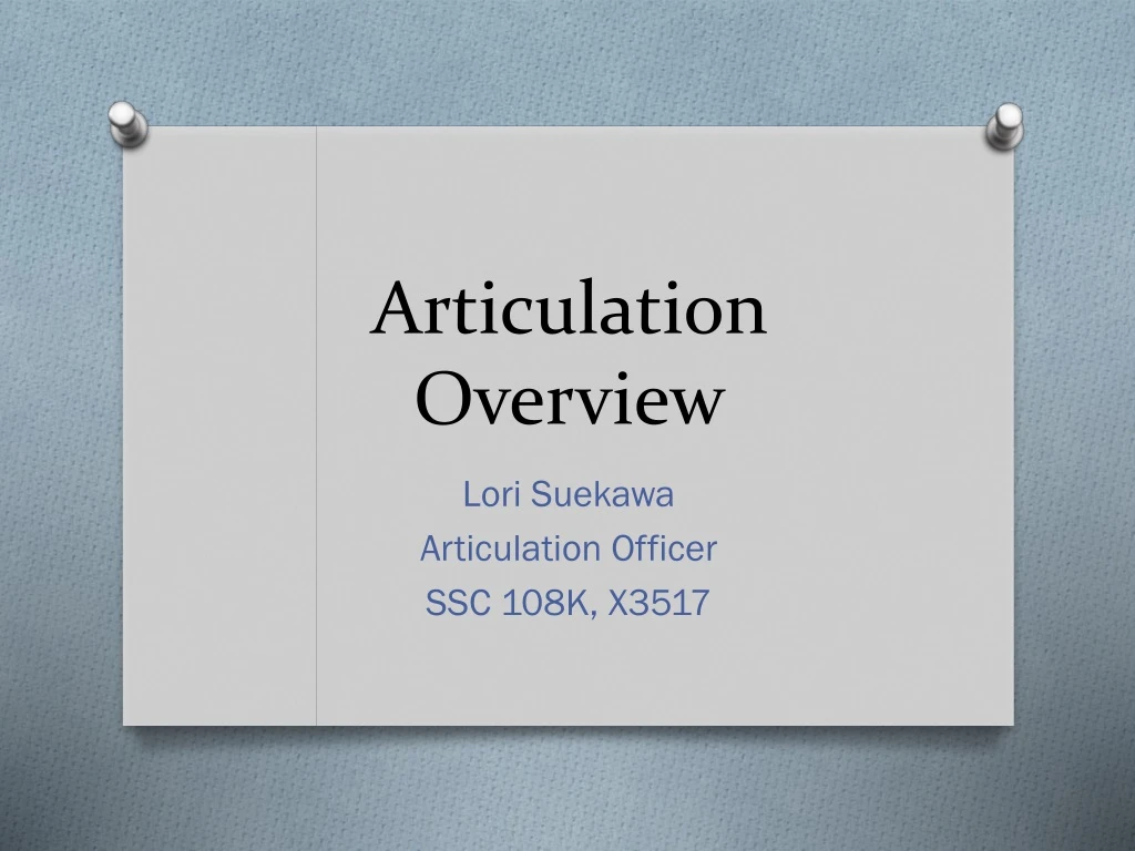 articulation overview