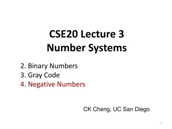 CSE20 Lecture 3 Number Systems