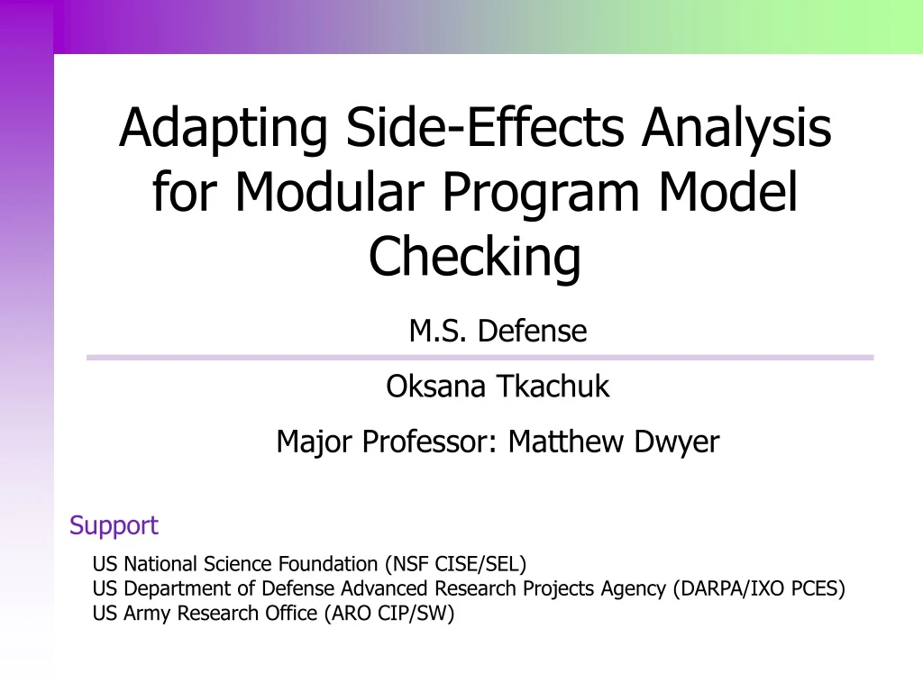 adapting side effects analysis for modular program model checking