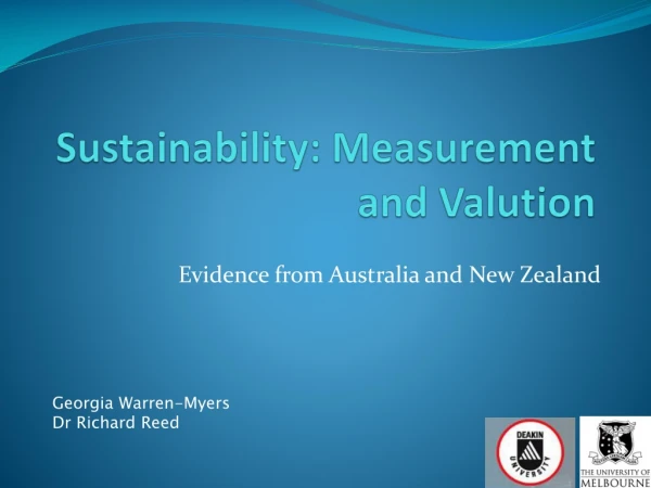 Sustainability: Measurement and  Valution
