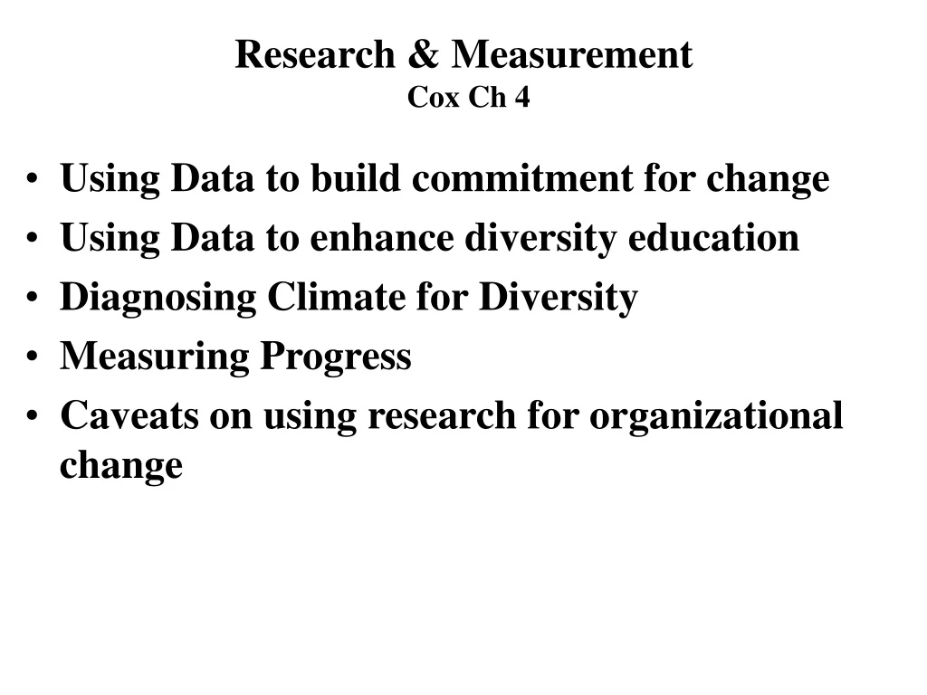 research measurement cox ch 4