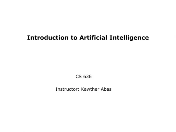 Introduction to Artificial Intelligence