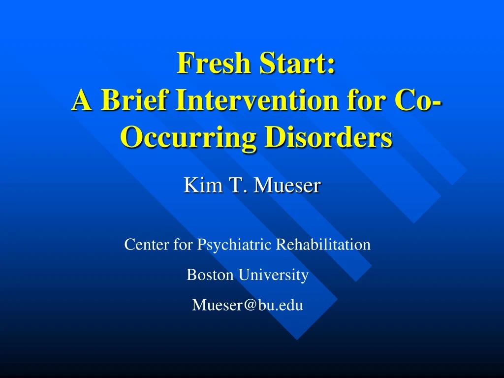 fresh start a brief intervention for co occurring disorders