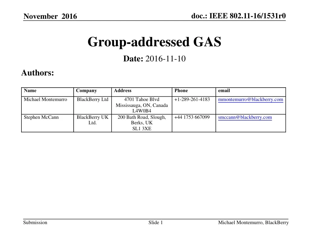 group addressed gas