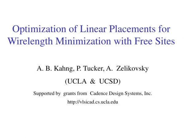 Optimization of Linear Placements for Wirelength Minimization with Free Sites