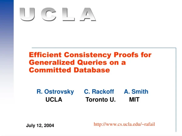 Efficient Consistency Proofs for Generalized Queries on a Committed Database