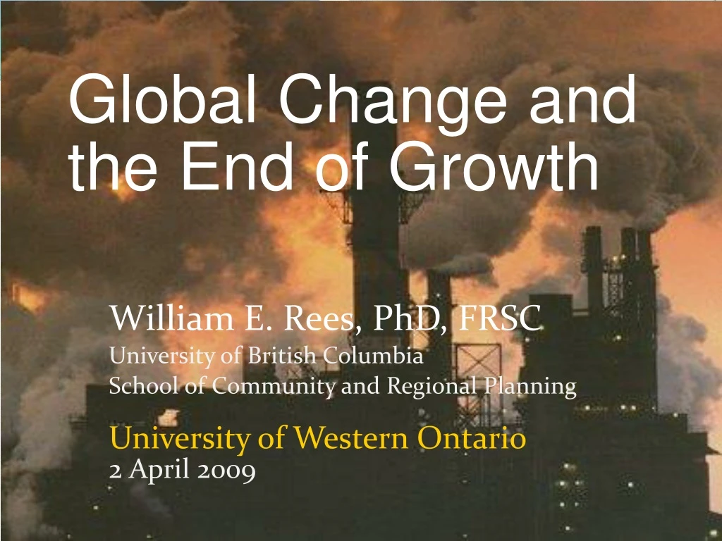 global change and the end of growth