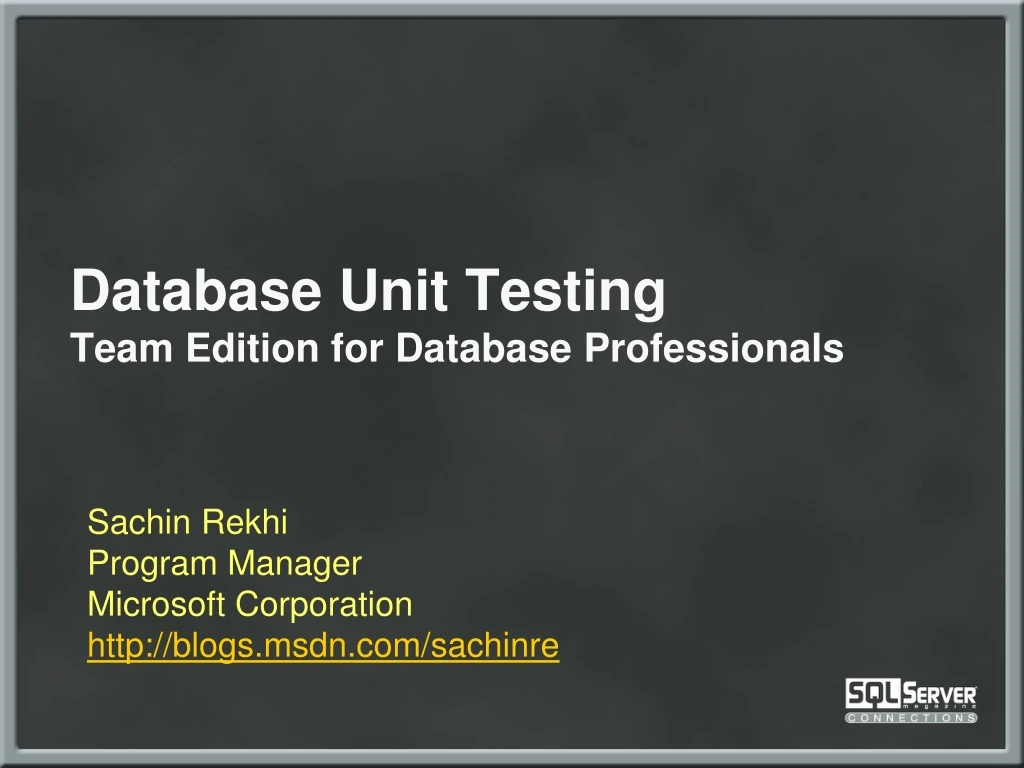 database unit testing team edition for database professionals