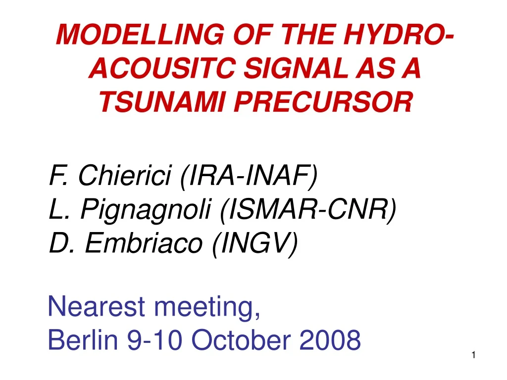 modelling of the hydro acousitc signal