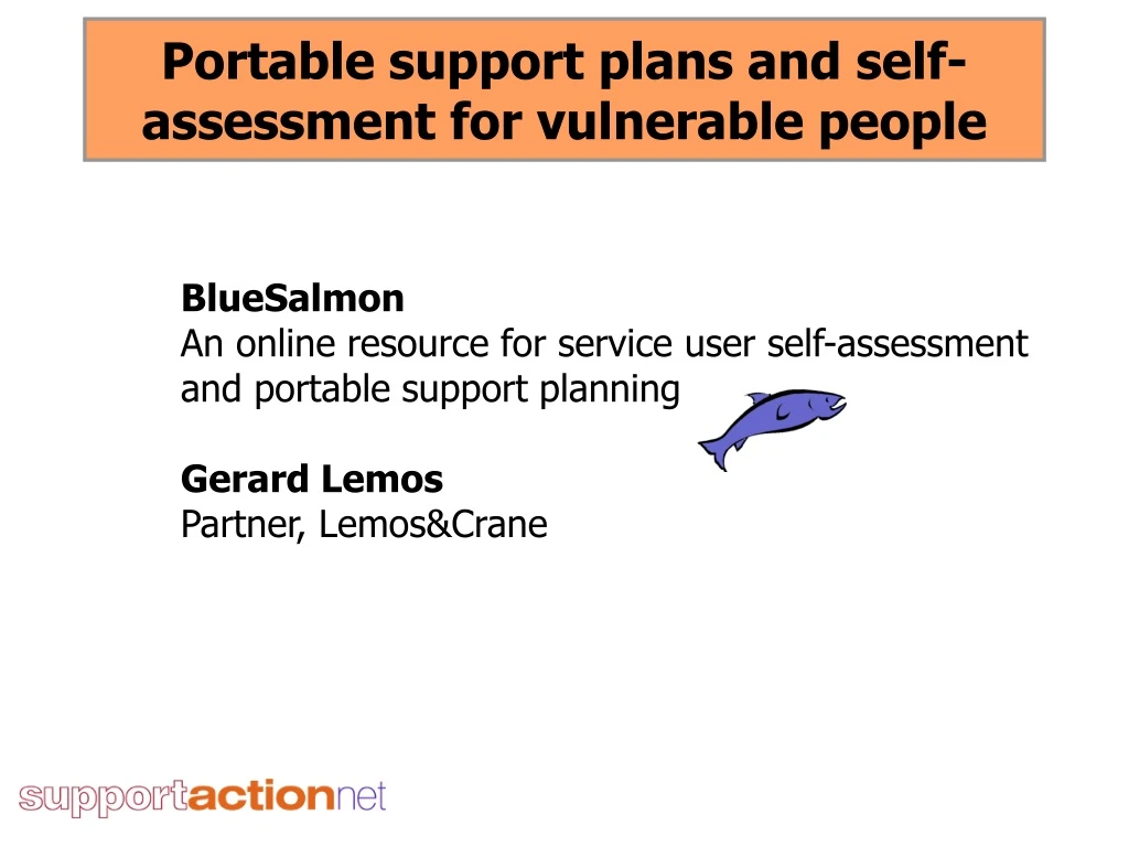 portable support plans and self assessment for vulnerable people