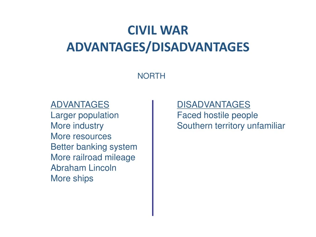 PPT CIVIL WAR ADVANTAGES/DISADVANTAGES PowerPoint Presentation, free